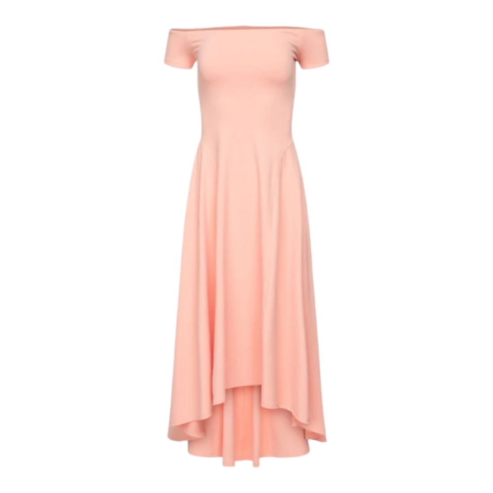 Susana Monaco Peaches Stretch Knit Off Shoulder High Low Midi Dress Medium